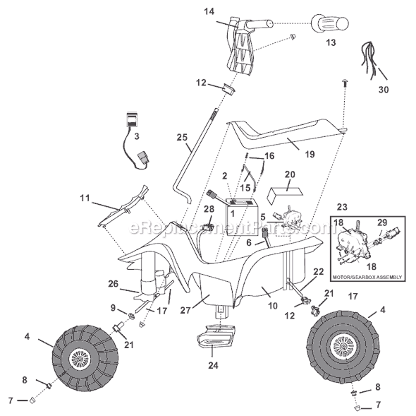 Page A Diagram and Parts List for 76922-9993  Power Wheels Ride-On Cars